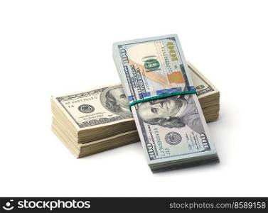 American dollars on white background