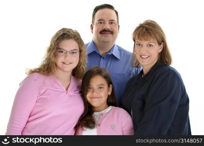 American Family Portrait with Father Mother Daughters.