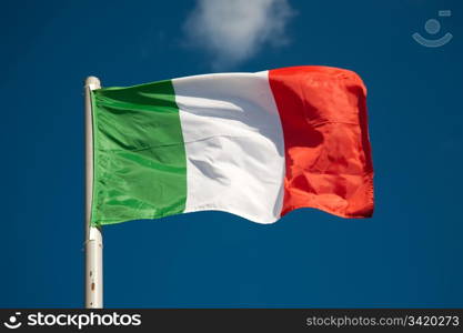 American flag against blue sky. See more flags in my portfolio.