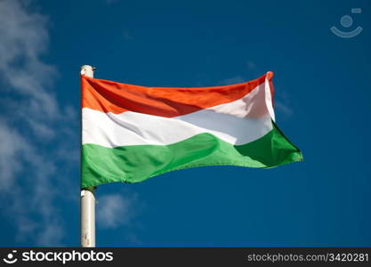 American flag against blue sky. See more flags in my portfolio.