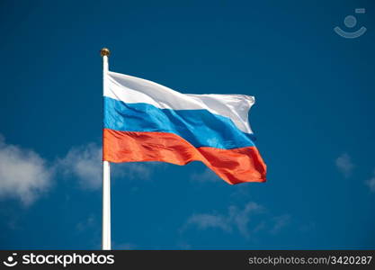 American flag against blue sky. See more flags in my portfolio.