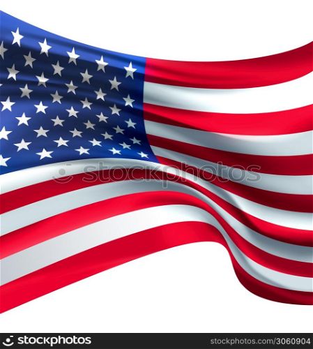 American Flag against white background for Independence Day