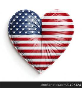American Flag Heart Shape Isolated on White Background. Generative ai. High quality illustration. American Flag Heart Shape Isolated on White Background. Generative ai