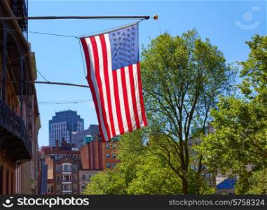 American flag in Boston downtown Massachusetts USA