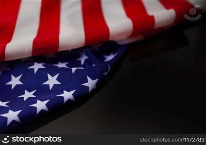 American flag isolated on black background