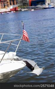 American flag on a ship&acute;s bow, Baltimore, Maryland, USA