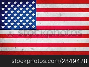 American flag on a warn background