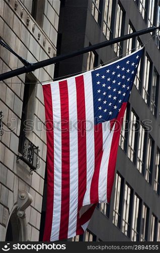 American flag outside a building, Chicago, Cook County, Illinois, USA