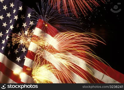 American Flag with Fireworks