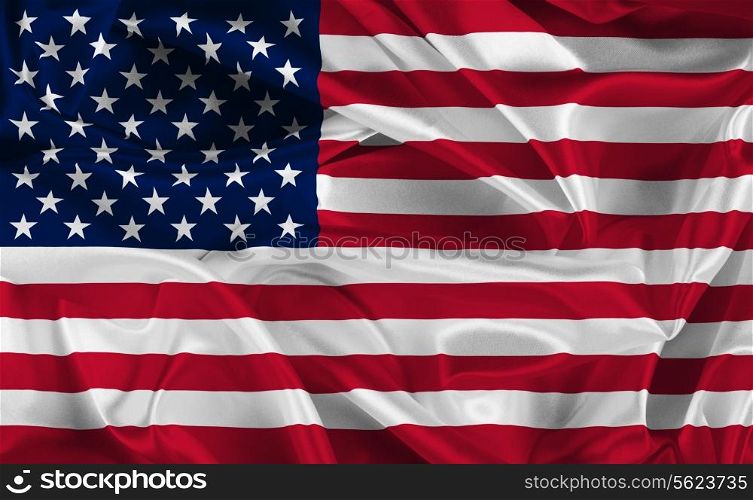 American flag with folds and creases