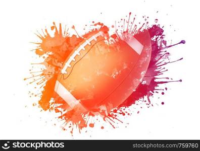 American Football ball in Watrcolor Isolated on White Background.