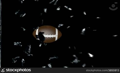 American football breaking glass with Alpha