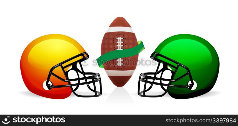 american football field, ball and helmet vector