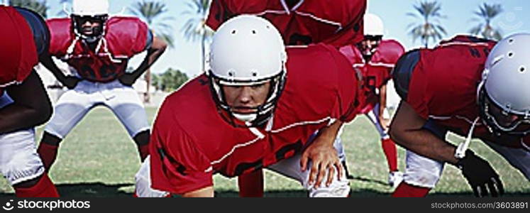 American football players during game