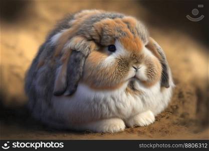 american fuzzy lop rabbit sitting on straw