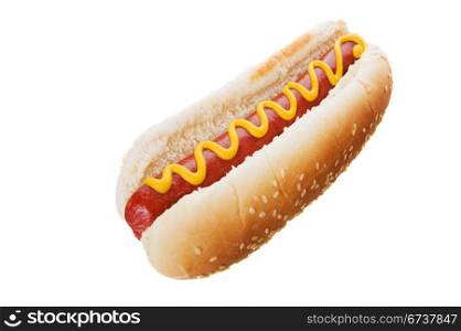 American hot dog on a white background