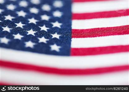 american independence day, patriotism and nationalism concept - close up of american flag