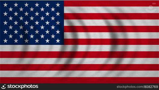 American national official flag. Symbol of the United States. Patriotic US banner, element. design, background. Flag of USA wavy with real detailed fabric texture. Accurate size, color, illustration