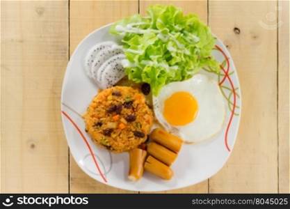 American style breakfast set, fried rice with egg