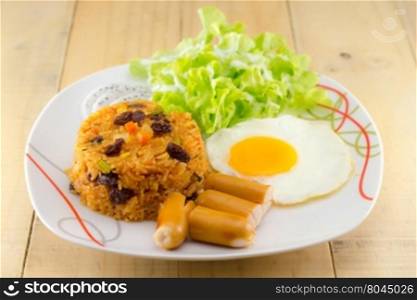 American style breakfast set, fried rice with egg