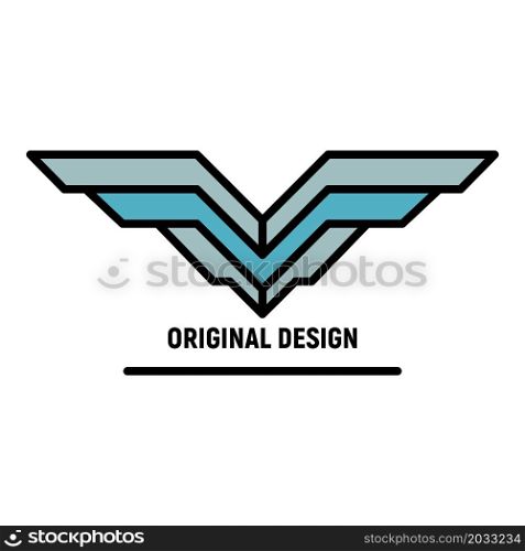 American wings logo. Outline american wings vector logo color flat isolated. American wings logo, outline style