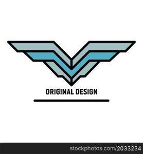 American wings logo. Outline american wings vector logo color flat isolated. American wings logo, outline style