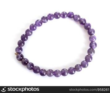 amethyst bracelet in front of white background