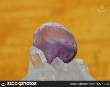 Amethyst on rock crystal