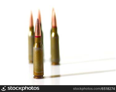Ammunition cartridges on white background. Ammunition cartridges on white
