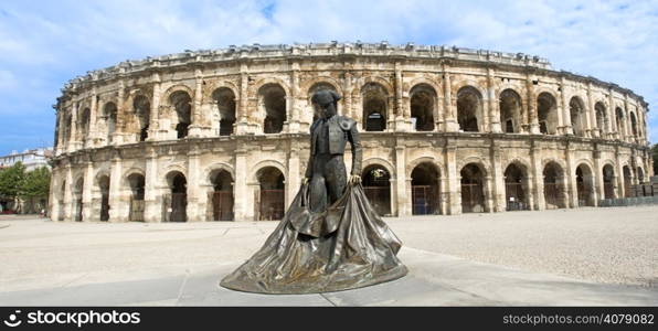 amphitheater in Nimes, Roman Dioliseum architecture in the town