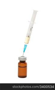 ampoule and syringe isolated on a white