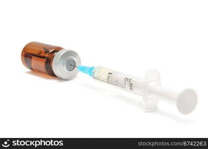 ampoule and syringe isolated on a white