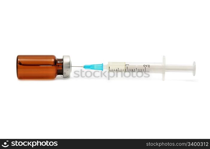 ampoule and syringe isolated on a white background