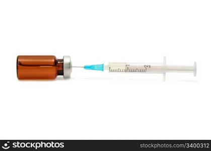 ampoule and syringe isolated on a white background