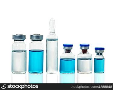 ampoules, bottles, vials isolated on white background