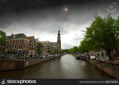 amsterdam autumn night. Elements of this image furnished by NASA summer