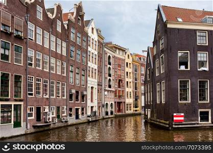Amsterdam canal houses, traditional, historic, residential architecture in the capital city of the Netherlands.