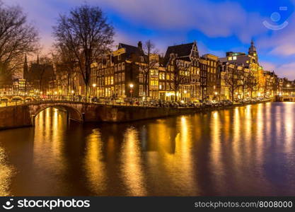 Amsterdam Canals West side at dusk Netherlands
