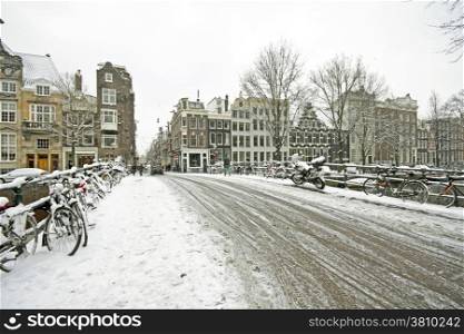 Amsterdam in winter in the Netherlands