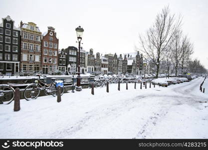 Amsterdam in winter in the Netherlands