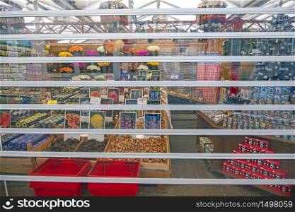 Amsterdam, Netherlands - April 3, 2020: Closed flower market in Amsterdam Netherlands during the Corona crisis