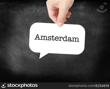 Amsterdam written on a speechbubble