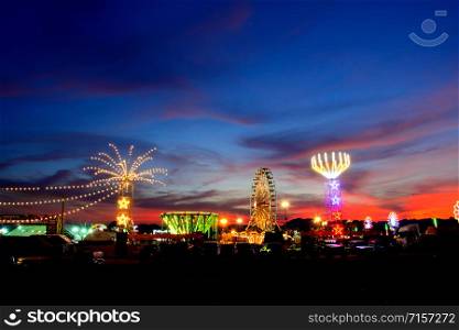 Amusement park Beautiful night lights in Thailand