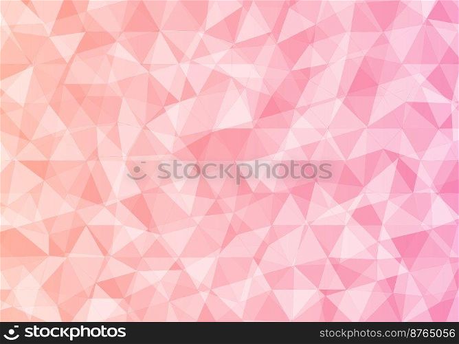 An abstract background made up of overlapping triangles giving a dimensional look. Pastel gradient from light pink to dark : Vector