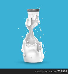 An abstract image of a melted milk bottle, changing shape, vector illustration and design.