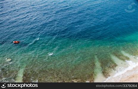 An aerial view of a beach and ocean - background texture