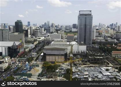 An aerial view of Bangkok in the day time