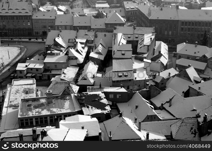 An Aerial view of Singisoara, Romania.