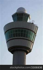 An airport traffic control tower of a major european airport