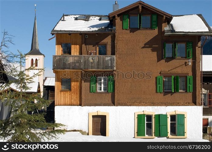 An alpine chalet in a small Swiss village